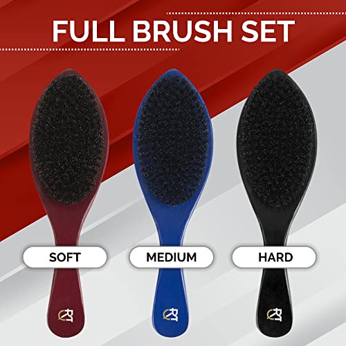 Men's 360 Wave Brush Set - Soft, Medium & Hard Handle Grooming Brushes