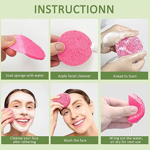 Pink Compressed Facial Sponges - 300 Count Deep Cleansing & Exfoliating Face Sponges