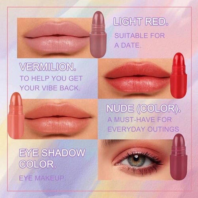 18PCS Mini Lipstick Set,Multi Colored Ultra Matte Lipstick,Magic Glitter Cute Gloss Long Lasting Waterproof Capsule Pills Lip Stick & Eyeshadow Stick Set for Women
