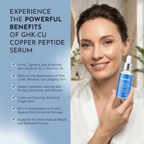 GHK-Cu Peptide Copper Peptides Serum for Face - Topical GHKCu with Hyaluronic Acid for Healthy Aging - Multi-Peptide Formula to Promote Collagen Support Fine Lines Firming Skin Elasticity Hydration