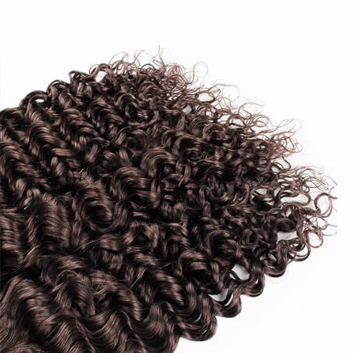 G4-DarkBrown-J Brown Human Hair Bundles Curly Wave 14-18 Inch 150g - 3 Pack