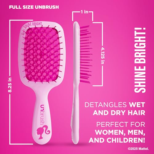 UNbrush Barbie Detangling Brush Duo - Shine Bright - Pink