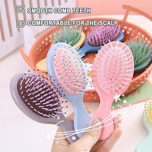 Gisdo 50 Pack Mini Detangling Hair Brush Travel Brush with Soft Bristles - 10 Colors, Non-Slip Grip