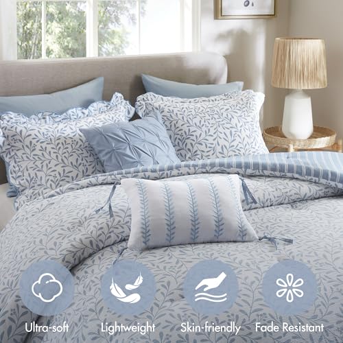 Madison Park Blue Floral Reversible King Comforter Set 5PC Bedding