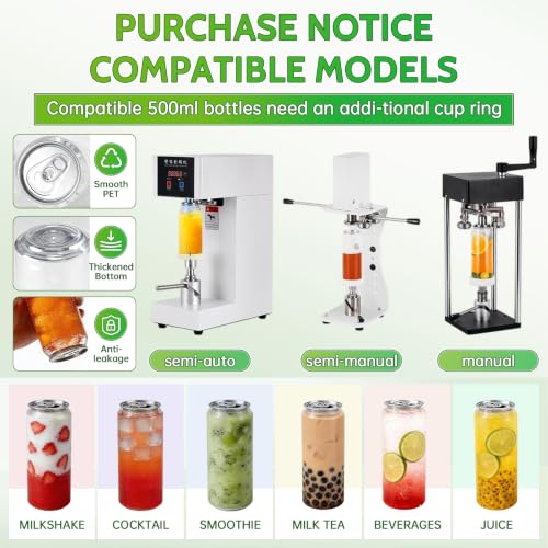 500ml Plastic Boba Cups with Lids - Leak-Proof Sealable Can Containers for Smoothies & Drinks