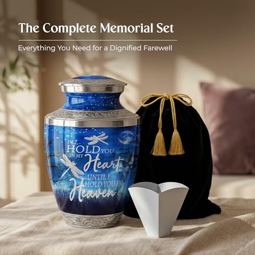 STONLIF Large Adult Starry Night Cremation Urn with Engraved Quote – Celestial Aluminum Memorial for Human Ashes