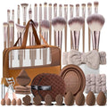 HGHDBT 84K Brown Professional Makeup Brush Set with Case - Multi-Functional Tools