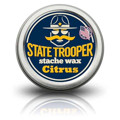 State Trooper Mustache Wax Medium Hold Citrus Scent 2 Ounce - Nourishing Grooming & Styling