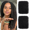2 Pack 12 Inch Afro Kinky Human Hair Extensions for Dreadlocks & Loc Repair - Natural Black