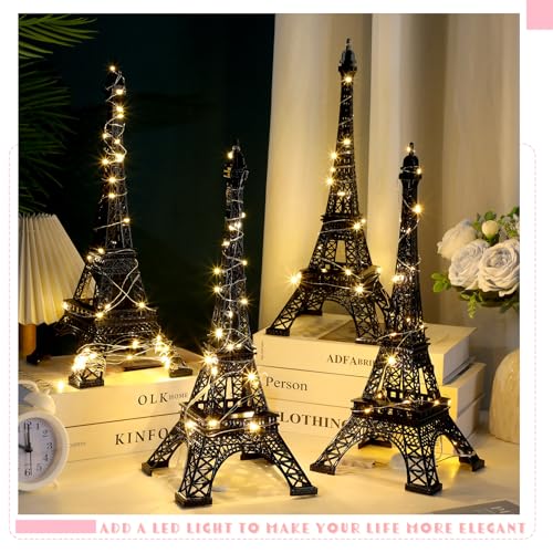 Therwen 15-Inch Black Eiffel Tower Centerpieces - Pack of 12 Decorative Metal Figurines