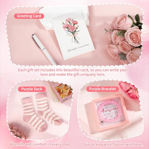 ATOMAKER Pink Rose Self-Care Gift Basket Set for Women, Relaxation Spa Collection
