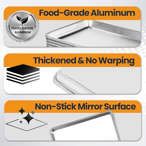 12 Pack Half Size Aluminum Baking Sheet Pans - 18x13 Inch, Non-Stick, Oven Safe