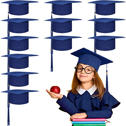 Sureio 12 Pack Kid Graduation Caps - Dark Blue Preschool & Kindergarten Hat with Tassel, One Size
