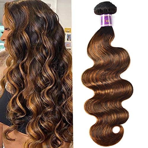 Ombre Brown Highlight Body Wave Human Hair Weave 8 Inch - Brazilian Remy Hair Extension