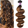 Ombre Brown Highlight Body Wave Human Hair Weave 8 Inch - Brazilian Remy Hair Extension