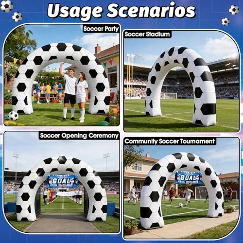 8FT Giant Soccer Inflatable Arch Match Day Party Decor - Waterproof & LED Lights