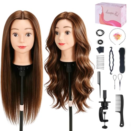 Mannequin Head with Human Hair for Styling Practice - 26 Inch, Heat Resistant, Full Density