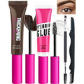 Brow Gel Kit-Espresso Thickening Tinted Eyebrow Mascara Gel & Clear Setting Brow Glue, Brow Filler Dye Brows Cream, Long Lasting Eye Makeup for Women, Light Medium Dark Brown With Brow Tool-Set 07
