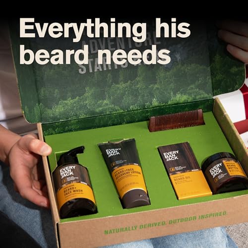 Every Man Jack Sandalwood Beard Care Kit for Men | Complete Grooming Gift Set