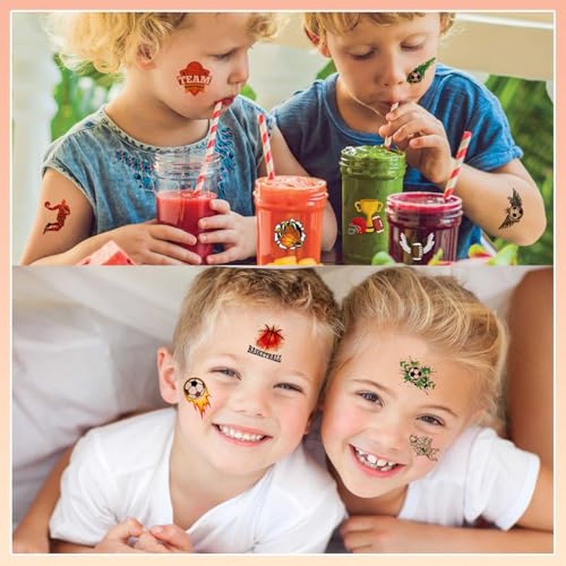 102 PCS Individually Wrapped Sports Temporary Tattoo for kids - Soccer Basketball Baseball Football Temporary for Girls Boy Body Arm Shoulder Cute Tattoos Stickers Supplies Gifts for Kids