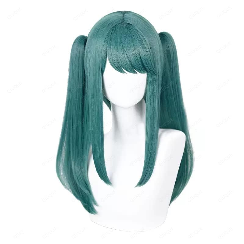 Anime Cosplay Wig Clip-On Ponytails for Women - Gray Green Synthetic Wigs