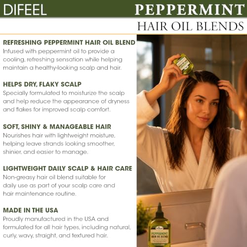 Difeel Peppermint Hair Oil Blend 7.1 Ounce (3-Pack)