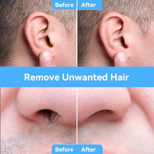 Nose Wax Kit - Portable Ear Nose Hair Waxing Kit for Men and Women with 100g £×ax, 10 Applicators, 40 Nose Hair Sticks, 10 Mustache & 10 Ear Protectors, Wax Warmer Kit for Hair Removal