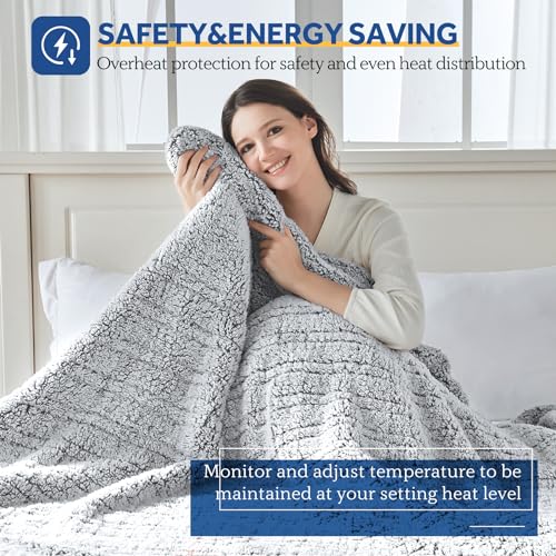 Sealy Full Size Electric Heated Blanket 10 Heat Levels Charcoal 80x84"