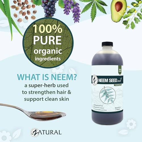 Zatural 100% Pure Neem Seed Oil - Cold Pressed, Undiluted, 32 Fl Oz