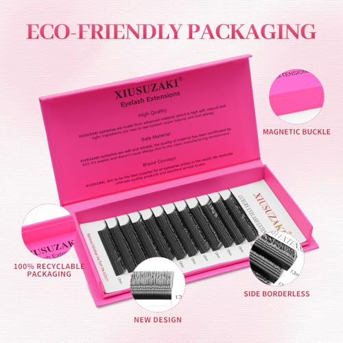 Double Tips U Shape Eyelash Extension 0.07 D Curl Volume Premade Fans Matte Black Cluster Lash Extensions(U-Double Tips-0.07 D-8-15mmMIX)