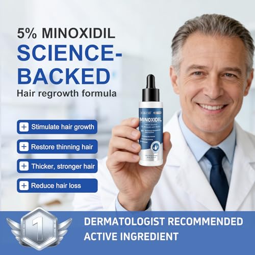Minoxidil Hair Growth Serum 8-Pack with Biotin for Men & Women, Thicker Hair & Beard