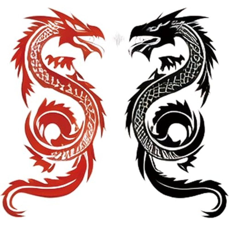 6 Sheets Realistic Tattoos Temporary Tattoos Fake Tattoos For Men Adults Black Red Tribal Dragon Animal Chinese Temporary Fake Tattoo For Women Neck Arm Chest For Woman