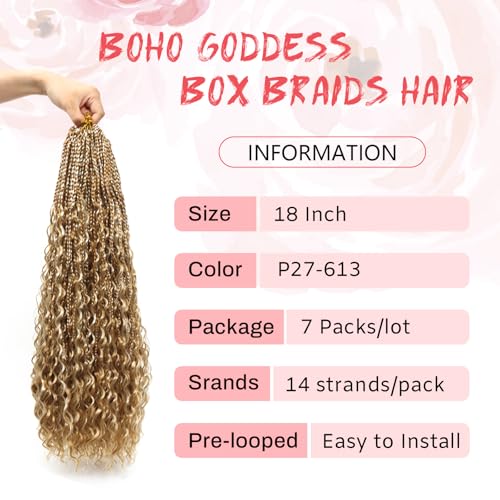 18 Inch Goddess Boho Box Braids Crochet Hair - Pack of 7