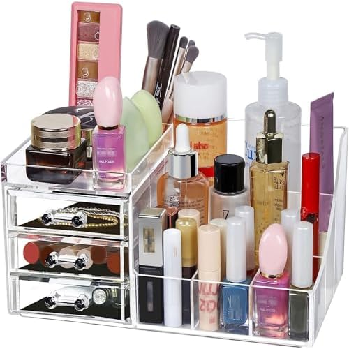 Transparent Acrylic Cosmetic Makeup And Jewelry Storage Box -Storage Plastic Cases -Great For Bathroom