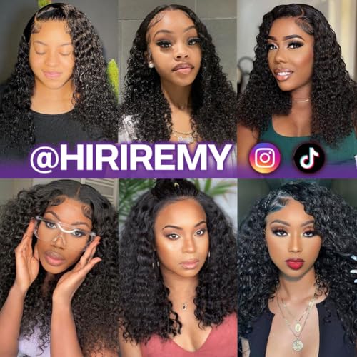 16 Inch Deep Wave Lace Front Bob Wig for Black Women Human Hair Glueless Pre Plucked