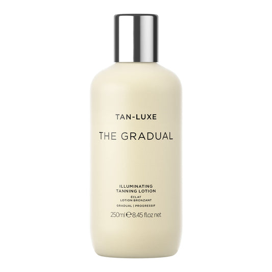 Tan-Luxe The Gradual Illuminating Gradual Tan Lotion, Hydrating Oil-Lotion Hybrid Self Tanner, For Daily Use, Buildable, Natural Glow, Vegan, Cruelty-Free, Streak-Free, 8.45 fl. oz/250 ml Bottle