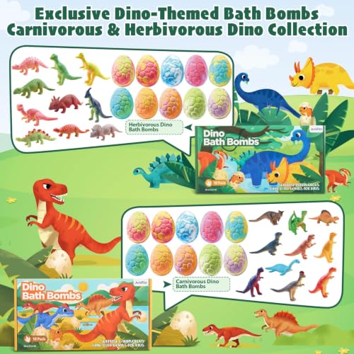 Kids Dinosaur Bath Bombs Set with Surprise Toys - 20 Pack