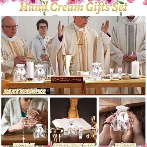 50 Pack Christian Hand Cream Set Gifts for Women Bible Verse Bulk Hand Lotion Travel Size, Hand Cream party Appreciation Gifts with Cards and Organza Bags for Teacher Mom Friend Gift