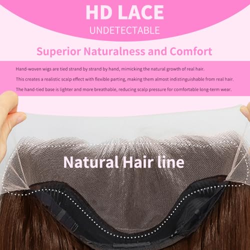 Auburn Synthetic Lace Front Wig 26 Inch Pre-Plucked Layered Straight Wig for Women
