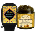 Moroccan Black Soap with Argan Oil & Exfoliating Mitt for Deep Cleansing