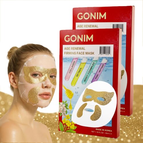 GONIM Eye Patches Eye Mask with Integrated Korean Face Mask-Collagen Peptides,Salmon DNA PDRN, Retinol & Caffeine, Eye Patches for Puffy Eyes and Dark Circles Korean Skin Care Anti Aging 35ml/1.18ozx8