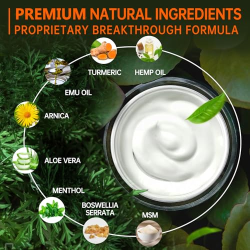 8oz Natural Hemp Cream with Arnica & Turmeric - Pain Relief Gel, Pack of 1