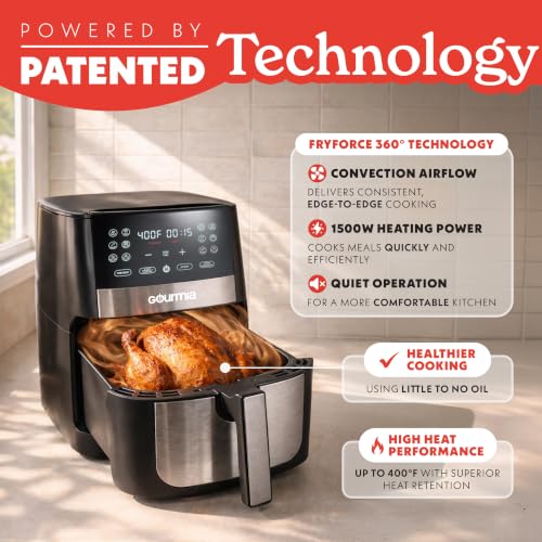 Gourmia 8 Qt Air Fryer with 12 Presets Stainless Steel Kitchen Appliance
