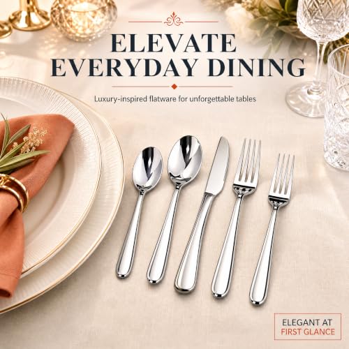 Nice Kitchen 60-Piece Heavy Duty Stainless Steel Silverware Set for 12 with Ergonomic Handles