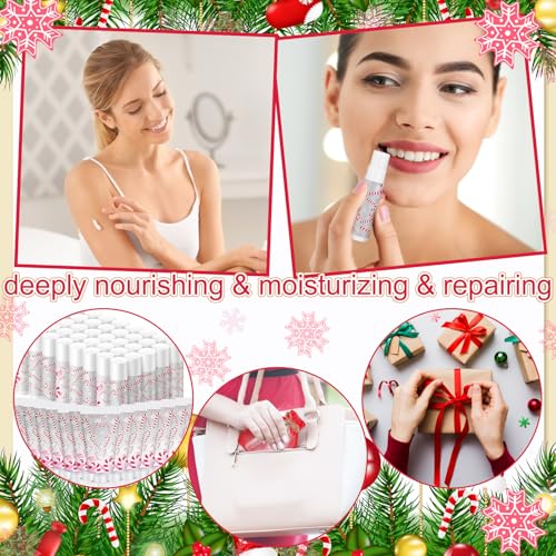 24 Sets Christmas Candy Cane Hand Cream & Lip Balm Gift Set with Organza Bags