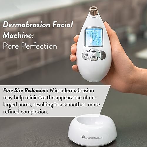 Microderm GLO Diamond Microdermabrasion Machine - White, 1 Count - Home Facial System for Anti-Aging & Skin Rejuvenation