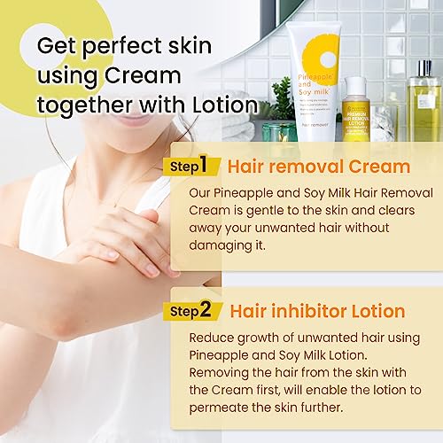 Hair Removal Cream & Lotion Set - Pineapple & Soy Milk, 2 Pack, 5.81 oz