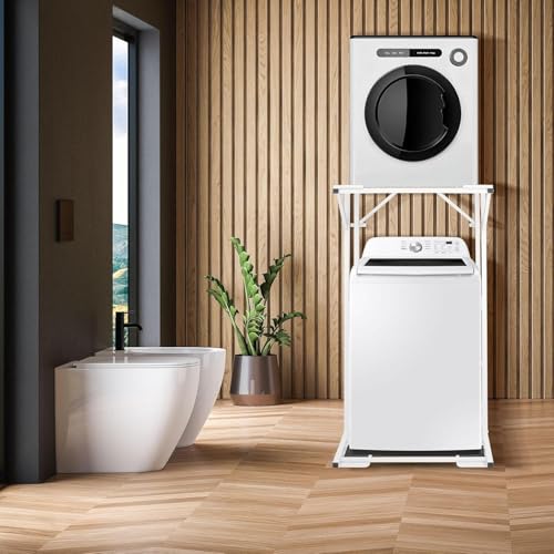 23-Inch Heavy Duty Washer Dryer Stand with Non-Slip Feet & Wall Anchor