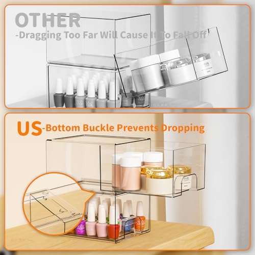 Stackable Clear Storage Drawers for Bathroom Vanity and Organization - 6 Pack, 4.4 Inch Tall - Variation of THIS listing