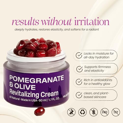 Revitalizing Pomegranate & Olive Face Cream for Wrinkles & Dark Spots - Vegan Moisturizer